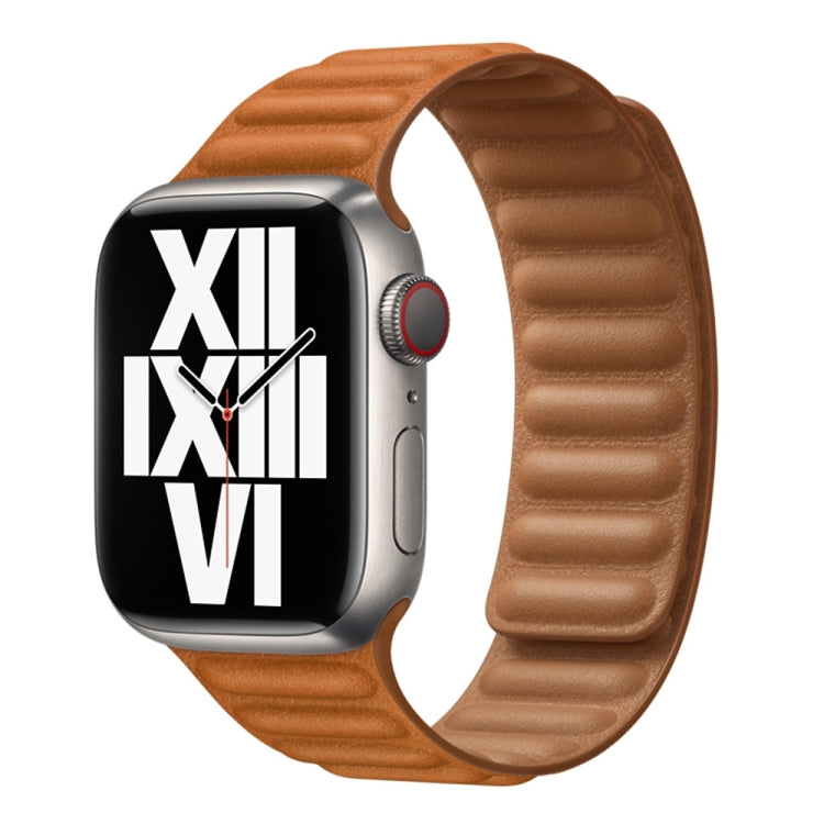 For Apple Watch Series 9&8&7 41mm / SE 3&SE 2&6&SE&5&4 40mm / 3&2&1 38mm Leather Watch Band (Golden Brown) by bashfashion