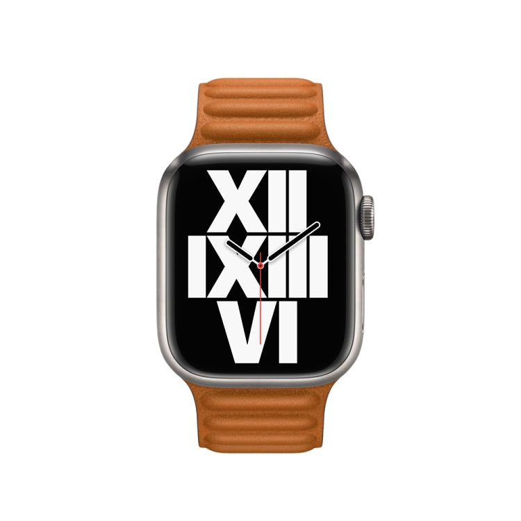 For Apple Watch Series 9&8&7 41mm / SE 3&SE 2&6&SE&5&4 40mm / 3&2&1 38mm Leather Watch Band (Golden Brown) by bashfashion