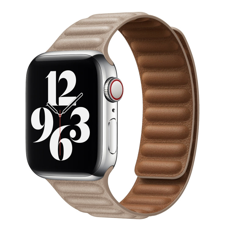 For Apple Watch Series 9&8&7 41mm / SE 3&SE 2&6&SE&5&4 40mm / 3&2&1 38mm Leather Watch Band (Khaki) by bashfashion