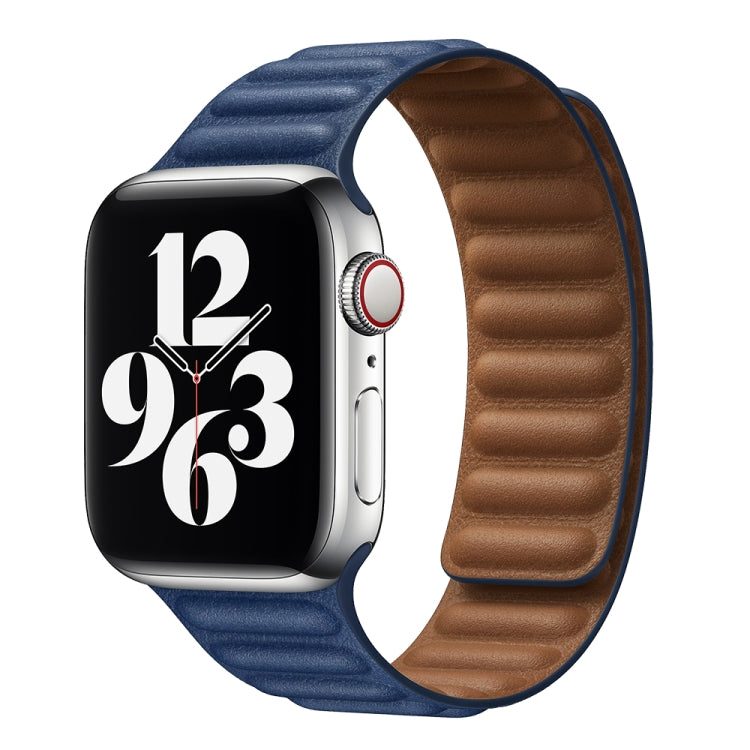 For Apple Watch Series 9&8&7 41mm / SE 3&SE 2&6&SE&5&4 40mm / 3&2&1 38mm Leather Watch Band (Midnight Blue) by bashfashion