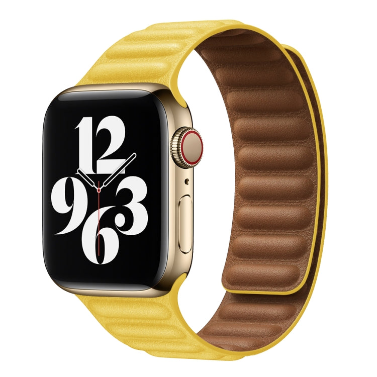 For Apple Watch Series 9&8&7 41mm / SE 3&SE 2&6&SE&5&4 40mm / 3&2&1 38mm Leather Watch Band (Light Yellow) by bashfashion
