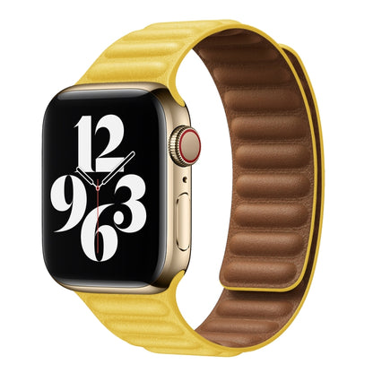 For Apple Watch Series 9&8&7 41mm / SE 3&SE 2&6&SE&5&4 40mm / 3&2&1 38mm Leather Watch Band (Light Yellow) by bashfashion