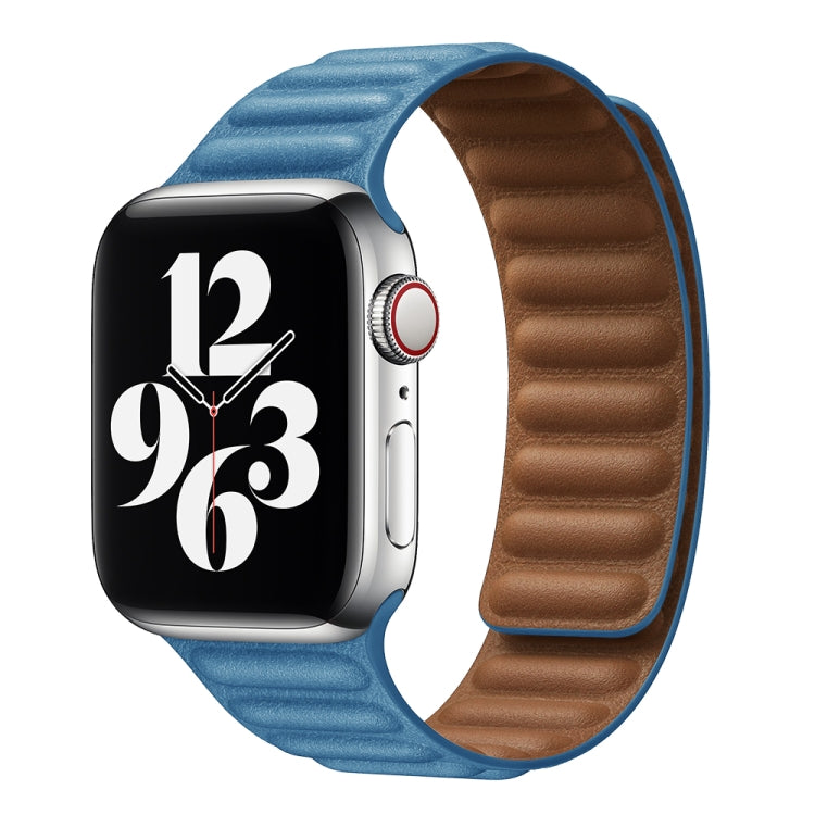 For Apple Watch Series 9&8&7 41mm / SE 3&SE 2&6&SE&5&4 40mm / 3&2&1 38mm Leather Watch Band (Chrysanthemum Blue) by bashfashion