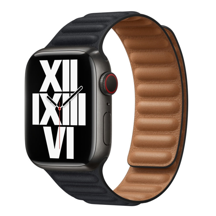 For Apple Watch Series 9&8&7 41mm / SE 3&SE 2&6&SE&5&4 40mm / 3&2&1 38mm Leather Watch Band (Midnight) by bashfashion