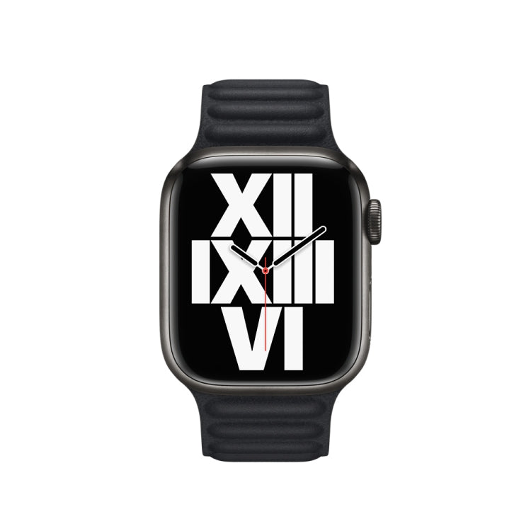 For Apple Watch Series 9&8&7 41mm / SE 3&SE 2&6&SE&5&4 40mm / 3&2&1 38mm Leather Watch Band (Midnight) by bashfashion
