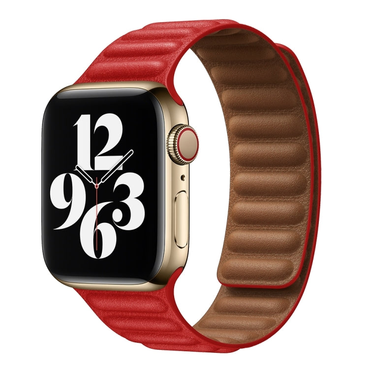For Apple Watch Series 9&8&7 41mm / SE 3&SE 2&6&SE&5&4 40mm / 3&2&1 38mm Leather Watch Band (Red) by bashfashion