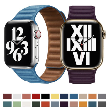 For Apple Watch Series 9&8&7 41mm / SE 3&SE 2&6&SE&5&4 40mm / 3&2&1 38mm Leather Watch Band (Light Yellow) by bashfashion