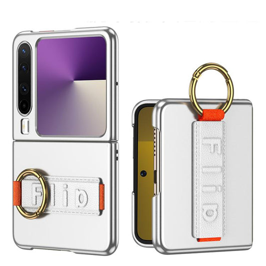 For Huawei Pura X GKK Ultra-thin Full Coverage Phone Flip Case with Wristband(Silver) by GKK