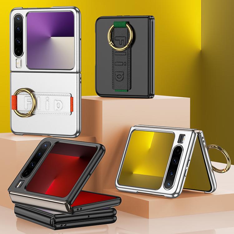 For Huawei Pura X GKK Ultra-thin Full Coverage Phone Flip Case with Wristband(Silver) by GKK