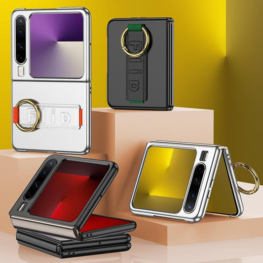 For Huawei Pura X GKK Ultra-thin Full Coverage Phone Flip Case with Wristband(Silver) by GKK