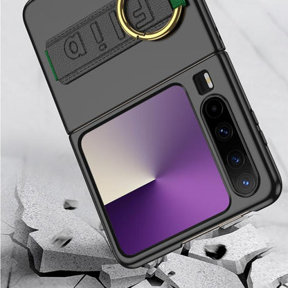 For Huawei Pura X GKK Ultra-thin Full Coverage Phone Flip Case with Wristband(Silver) by GKK