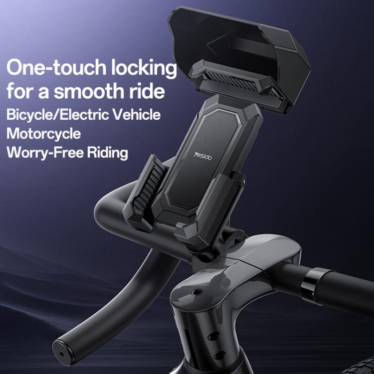 Yesido C331 360 Degree Adjustment Mechanical Locking Bicycle Phone Holder(Black) by Yesido