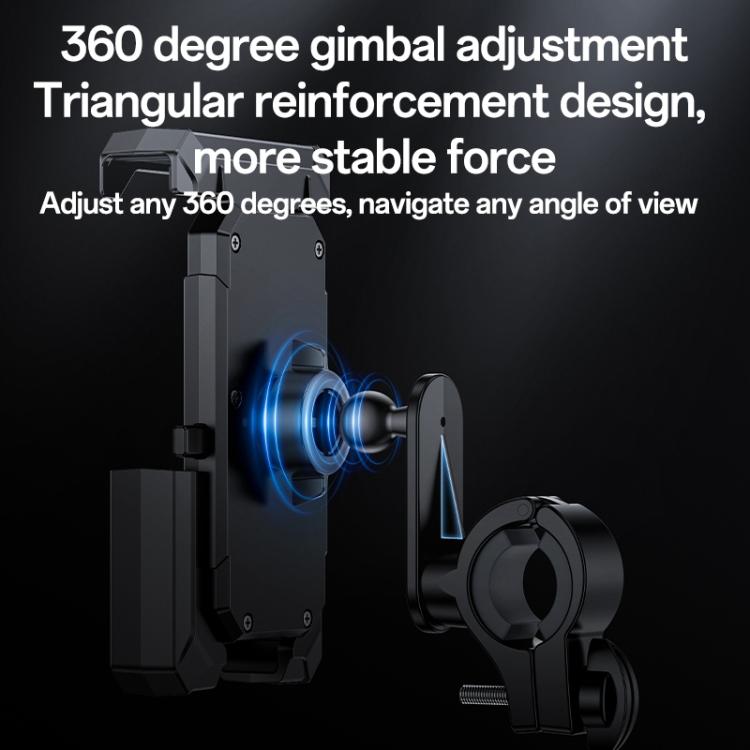 Yesido C331 360 Degree Adjustment Mechanical Locking Bicycle Phone Holder(Black) by Yesido