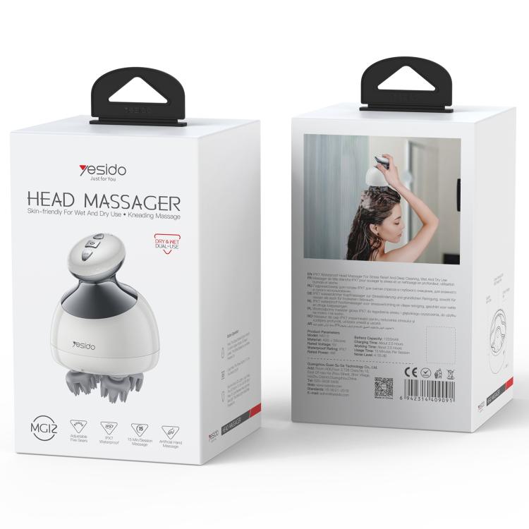 Yesido MG12 IPX7 Waterproof Intelligent Head Massager Care Instrument(White) by Yesido