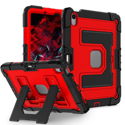 For iPad Air 11 2025 / 2024 Big Holder Silicone Hydric PC Tablet Case with Shoulder Strap(Black Red) by bashfashion