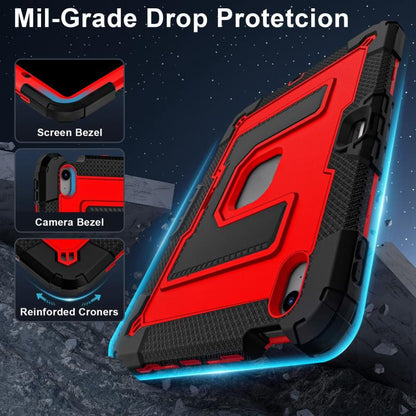 For iPad mini 6 2021 / mini 2024 Big Holder Silicone Hydric PC Tablet Case with Shoulder Strap(Black Red) by bashfashion