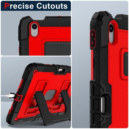 For iPad mini 6 2021 / mini 2024 Big Holder Silicone Hydric PC Tablet Case with Shoulder Strap(Black Red) by bashfashion