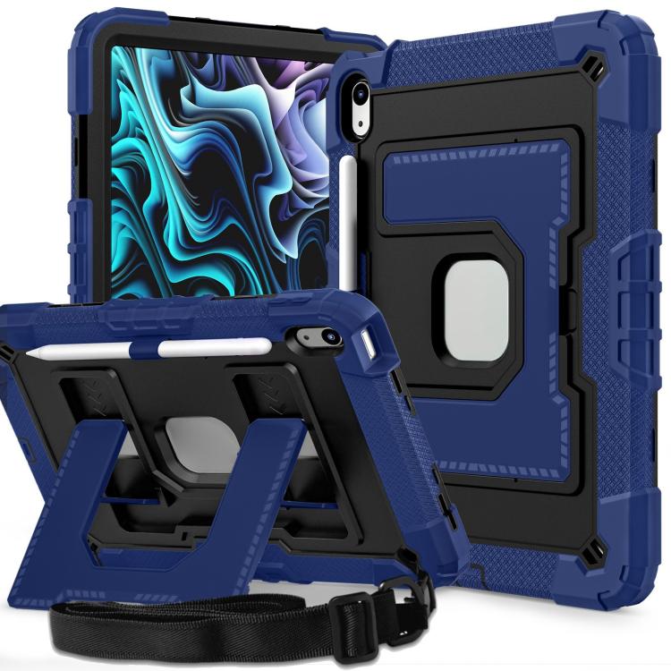 For iPad 2025 / 2022 Big Holder Silicone Hydric PC Tablet Case with Shoulder Strap(Navy Black) by bashfashion