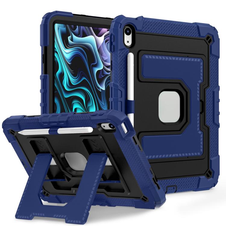For iPad 2025 / 2022 Big Holder Silicone Hydric PC Tablet Case with Shoulder Strap(Navy Black) by bashfashion