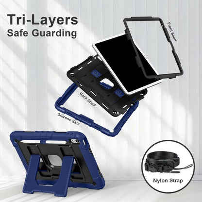 For iPad 2025 / 2022 Big Holder Silicone Hydric PC Tablet Case with Shoulder Strap(Navy Black) by bashfashion