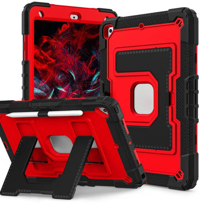 For iPad 10.2 1021 / 10.5 2019 Big Holder Silicone Hydric PC Tablet Case with Shoulder Strap(Black Red) by bashfashion