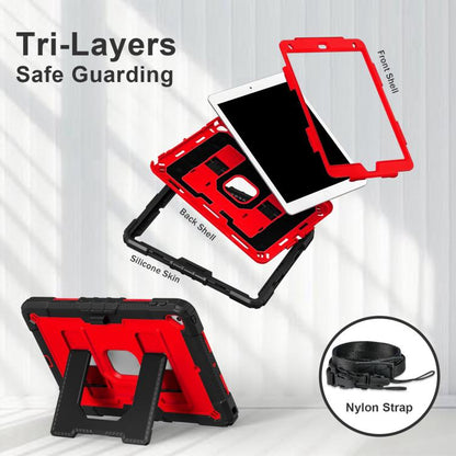 For iPad 10.2 1021 / 10.5 2019 Big Holder Silicone Hydric PC Tablet Case with Shoulder Strap(Black Red) by bashfashion