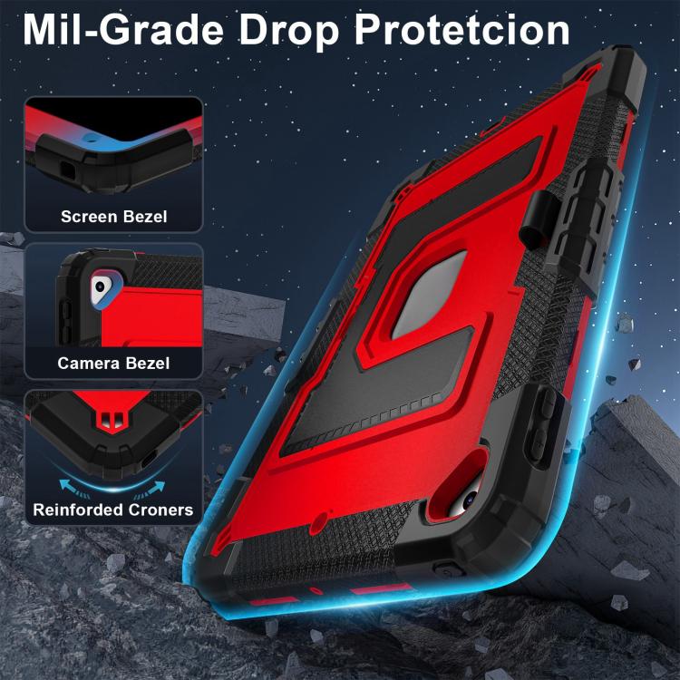 For iPad 10.2 1021 / 10.5 2019 Big Holder Silicone Hydric PC Tablet Case with Shoulder Strap(Black Red) by bashfashion