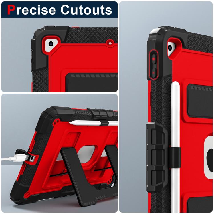 For iPad 10.2 1021 / 10.5 2019 Big Holder Silicone Hydric PC Tablet Case with Shoulder Strap(Black Red) by bashfashion