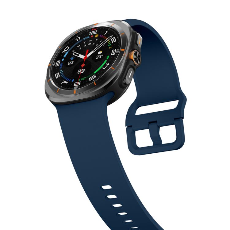 For Samsung Galaxy Watch Ultra 47mm / Ultra 2025 Solid Color Colorful Buckle Silicone Watch Band(Navy Blue) by bashfashion