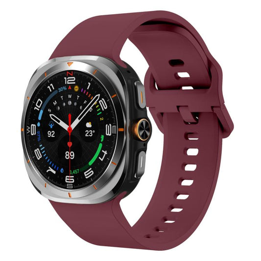 For Samsung Galaxy Watch Ultra 47mm / Ultra 2025 Solid Color Colorful Buckle Silicone Watch Band(Wine Red) by bashfashion