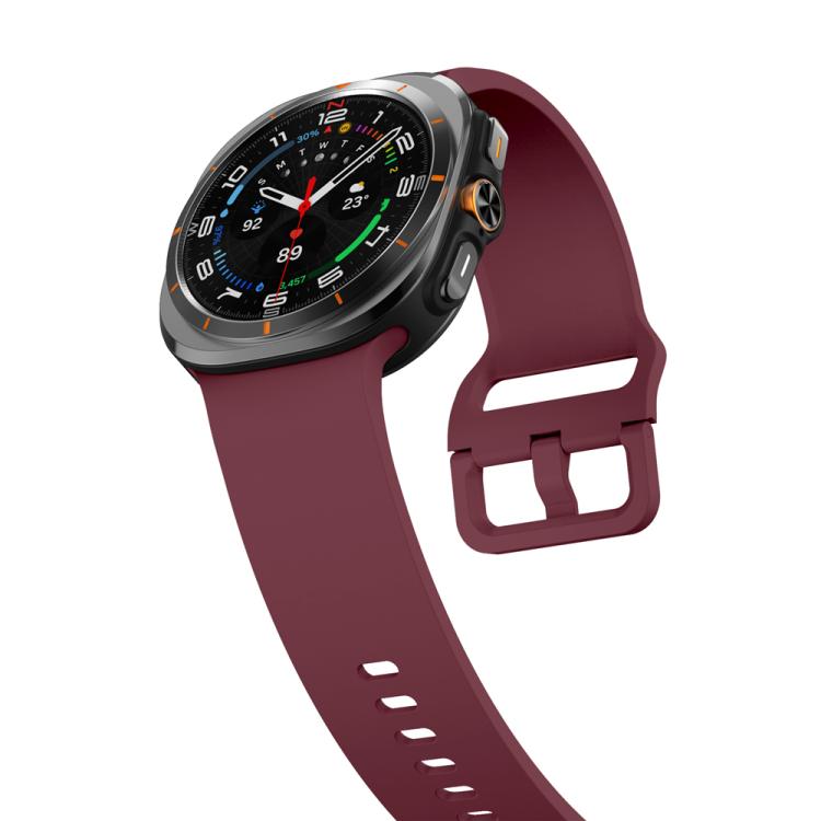 For Samsung Galaxy Watch Ultra 47mm / Ultra 2025 Solid Color Colorful Buckle Silicone Watch Band(Wine Red) by bashfashion