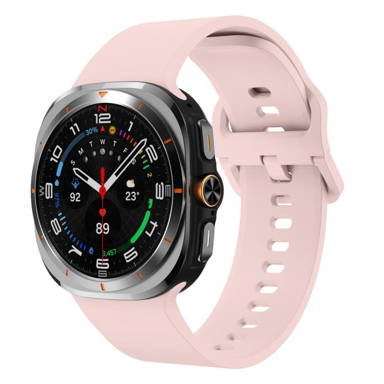 For Samsung Galaxy Watch Ultra 47mm / Ultra 2025 Solid Color Colorful Buckle Silicone Watch Band(Pink) by bashfashion