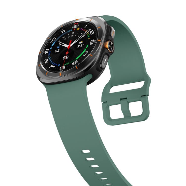 For Samsung Galaxy Watch Ultra 47mm / Ultra 2025 Solid Color Colorful Buckle Silicone Watch Band(Pine Green) by bashfashion