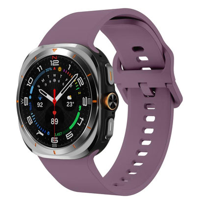 For Samsung Galaxy Watch Ultra 47mm / Ultra 2025 Solid Color Colorful Buckle Silicone Watch Band(Smoke Purple) by bashfashion