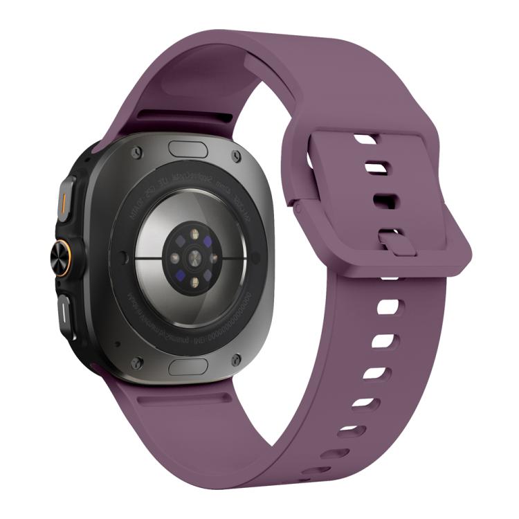 For Samsung Galaxy Watch Ultra 47mm / Ultra 2025 Solid Color Colorful Buckle Silicone Watch Band(Smoke Purple) by bashfashion