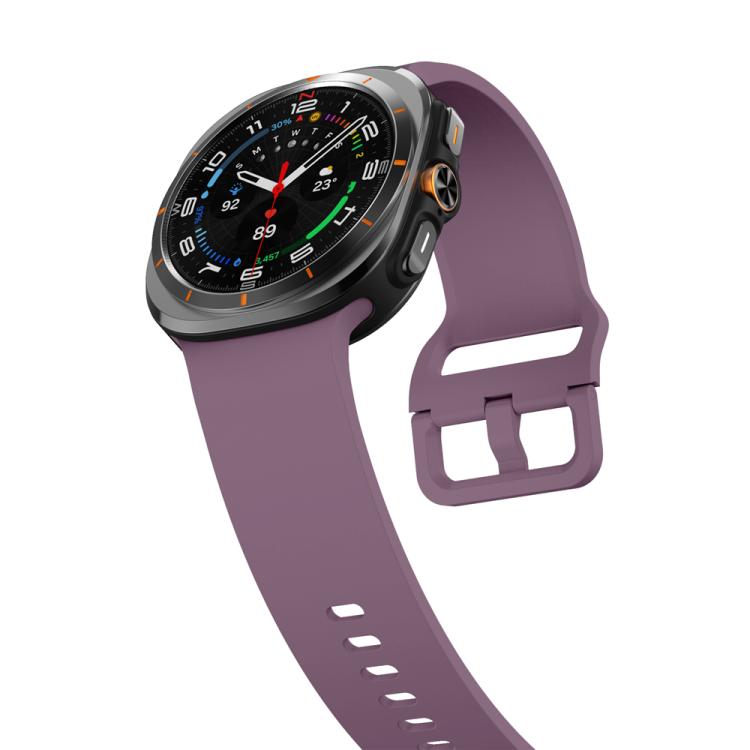 For Samsung Galaxy Watch Ultra 47mm / Ultra 2025 Solid Color Colorful Buckle Silicone Watch Band(Smoke Purple) by bashfashion