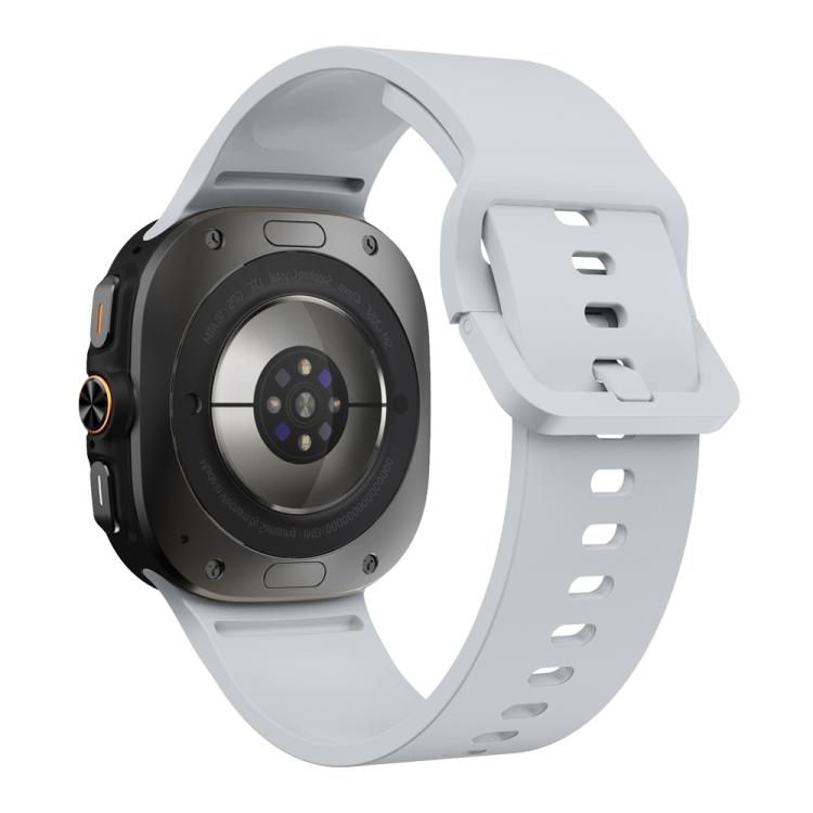 For Samsung Galaxy Watch Ultra 47mm / Ultra 2025 Solid Color Colorful Buckle Silicone Watch Band(Silver Grey) by bashfashion