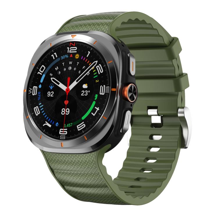 For Samsung Galaxy Watch Ultra 47mm / Ultra 2025 Solid Color Sports Silicone Watch Band(Army Green) by bashfashion