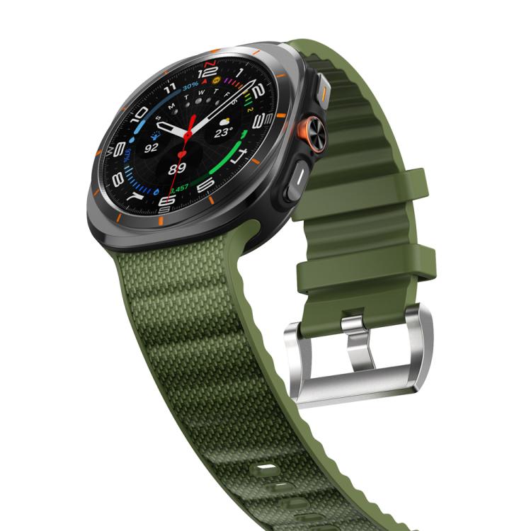 For Samsung Galaxy Watch Ultra 47mm / Ultra 2025 Solid Color Sports Silicone Watch Band(Army Green) by bashfashion
