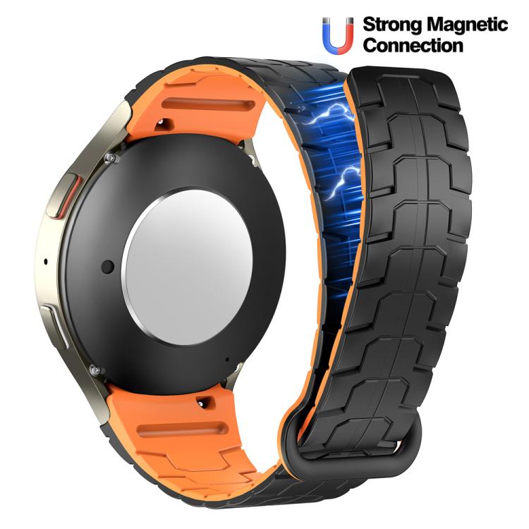 For Samsung Galaxy Watch 7 / 6 / 5 Magnetic Silicone Watch Band(Black+Orange) by bashfashion
