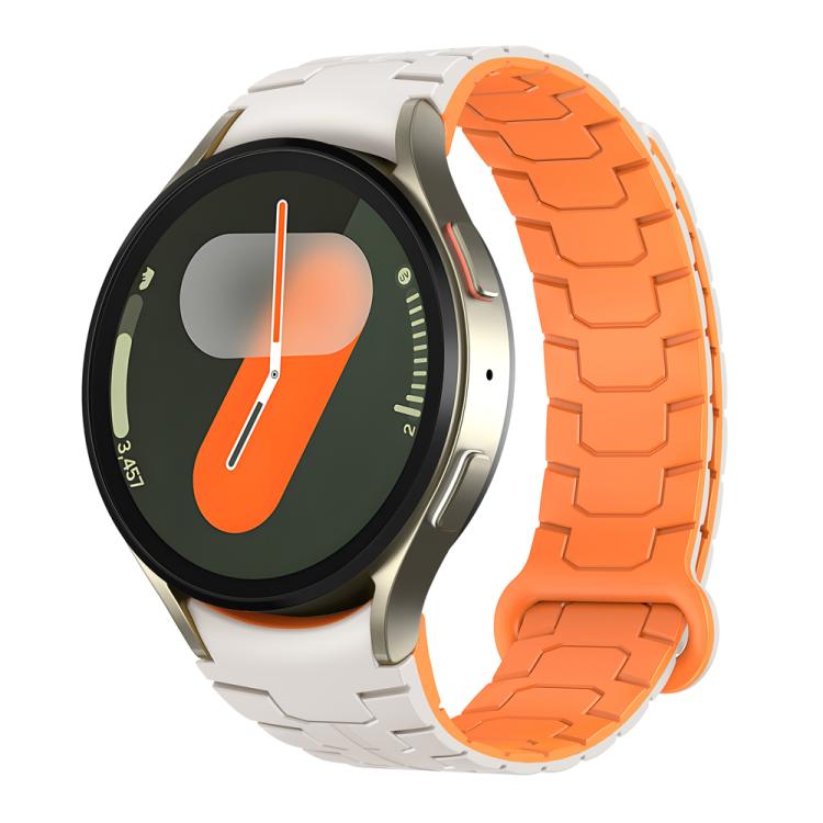 For Samsung Galaxy Watch 7 / 6 / 5 Magnetic Silicone Watch Band(Starlight+Orange) by bashfashion