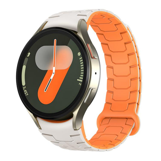 For Samsung Galaxy Watch 7 / 6 / 5 Magnetic Silicone Watch Band(Starlight+Orange) by bashfashion