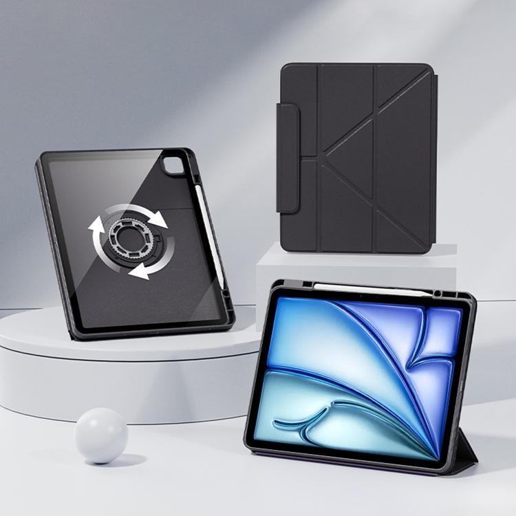 For iPad Air 11 2025 / 2024 Relieve Stress Rotatable Y-Fold Leather Tablet Case(Black) by bashfashion