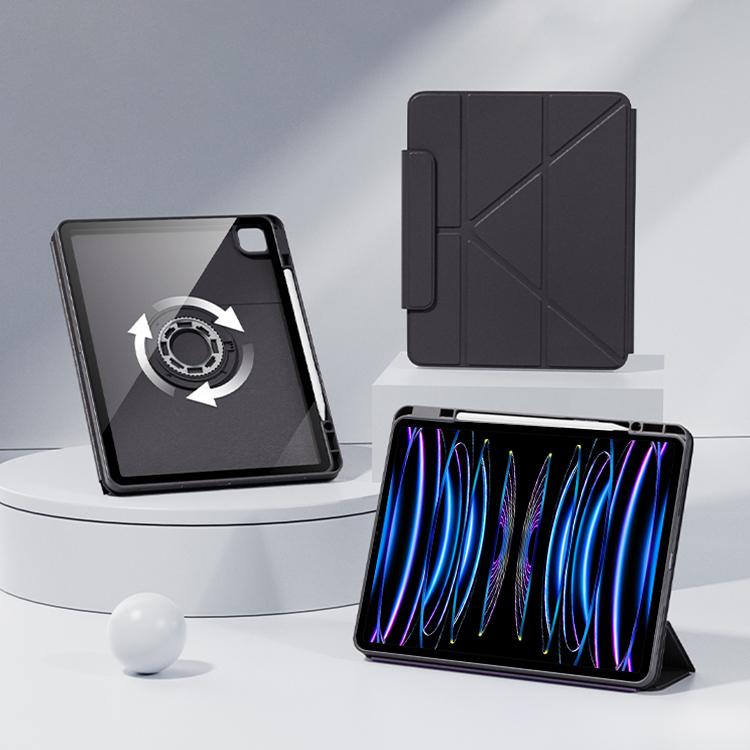 For iPad Air 13 2025 / 2024 / Pro 12.9 Relieve Stress Rotatable Y-Fold Leather Tablet Case(Black) by bashfashion