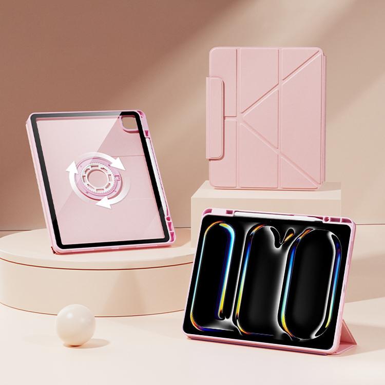 For iPad Pro 13 2025 / 2024 Relieve Stress Rotatable Y-Fold Leather Tablet Case(Pink) by bashfashion