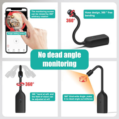 QJ700 1080P HD WiFi Panoramic 360-degree Snake Tube Camera, Support Motion Detection(Black) by bashfashion