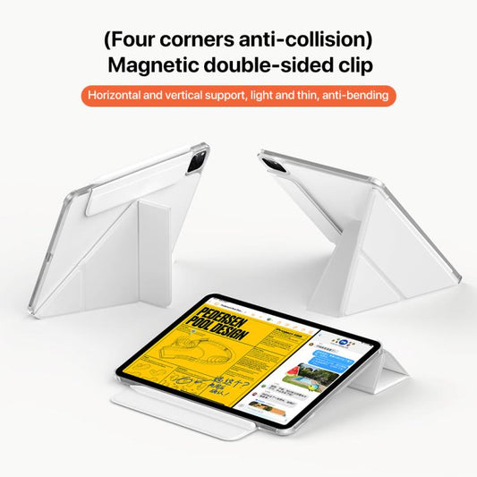 For iPad Air 11 2025 / 2024 Four-corner Anti-collision Magnetic Double-sided Clip Tablet Case(White) by bashfashion