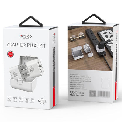Yesido MC25 750W Universal Multifunction Travel Plug Adapter Kit with Storage Case(White) by Yesido