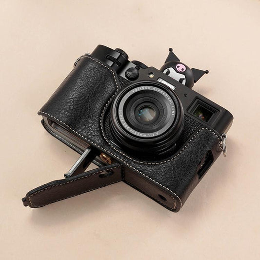 For FUJIFILM X100VI Buffalo Texture PU Leather Camera Half Case Base(Black) by bashfashion