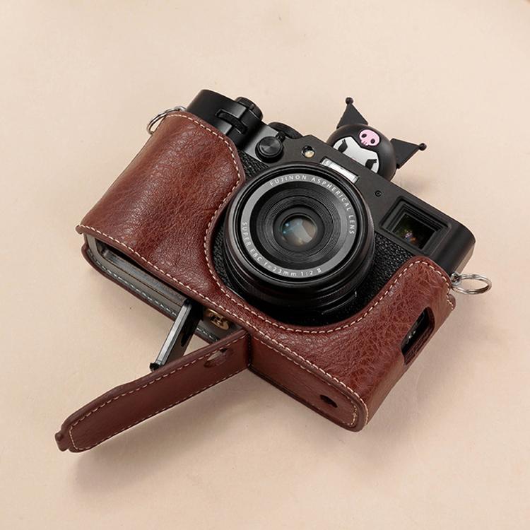 For FUJIFILM X100VI Buffalo Texture PU Leather Camera Half Case Base(Coffee) by bashfashion